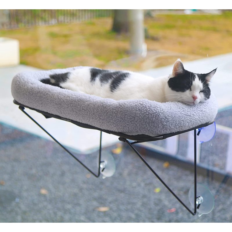 Metal Supported Pet Bed Cat Window Perch With Warm Spacious Hammock for Sunbathing