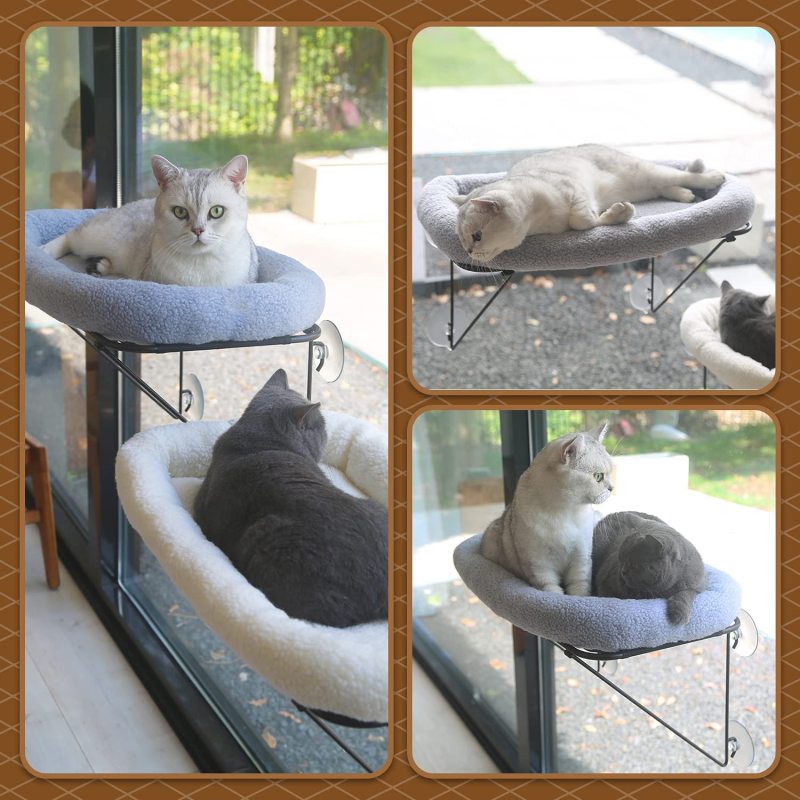 Metal Supported Pet Bed Cat Window Perch With Warm Spacious Hammock for Sunbathing
