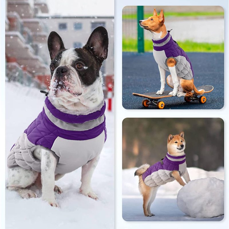 Dog Winter Jacket Cozy Reflective Waterproof Dog Coat Windproof Warm Pet Garment, Comfortable Cold Weather Fleece Apparel Outfit