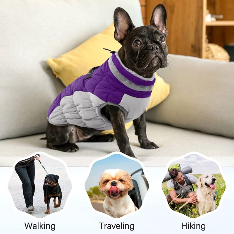 Dog Winter Jacket Cozy Reflective Waterproof Dog Coat Windproof Warm Pet Garment, Comfortable Cold Weather Fleece Apparel Outfit