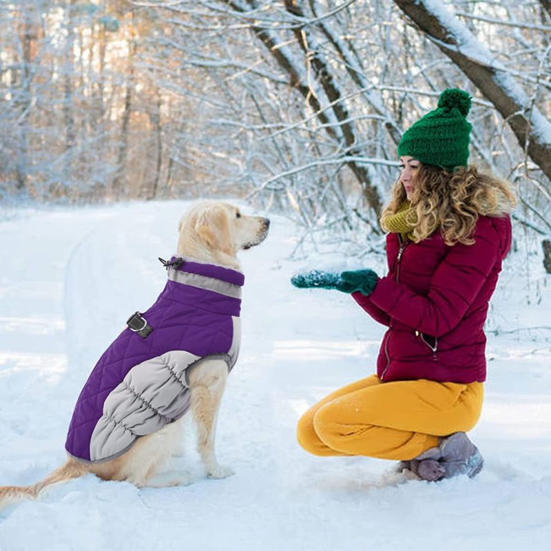 Dog Winter Jacket Cozy Reflective Waterproof Dog Coat Windproof Warm Pet Garment, Comfortable Cold Weather Fleece Apparel Outfit