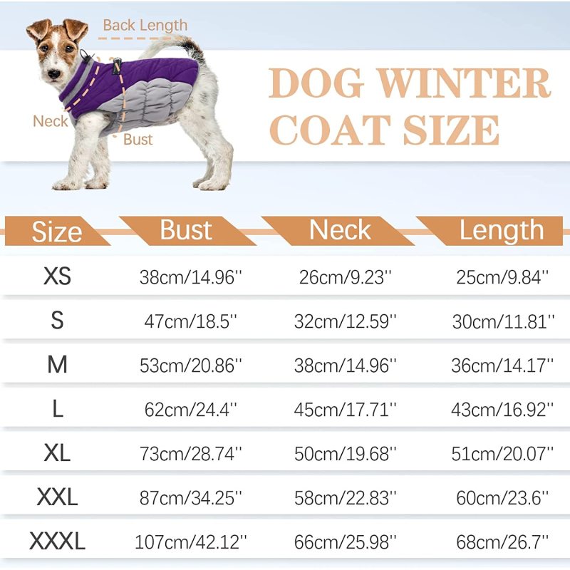 Dog Winter Jacket Cozy Reflective Waterproof Dog Coat Windproof Warm Pet Garment, Comfortable Cold Weather Fleece Apparel Outfit
