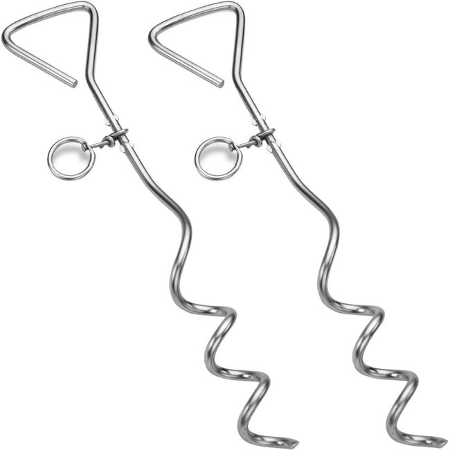 Chrome Metal Dog Stake Summer Play Boundary For Dog Cable Heavy Strength