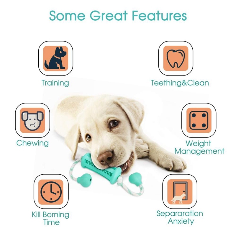 Dog Chewing Toys, Rubber Dog Toys Puppy Teething Toy, Pet Toy Ball with Cotton Rope & Rubber for Puppies and Small Dogs Cleaning