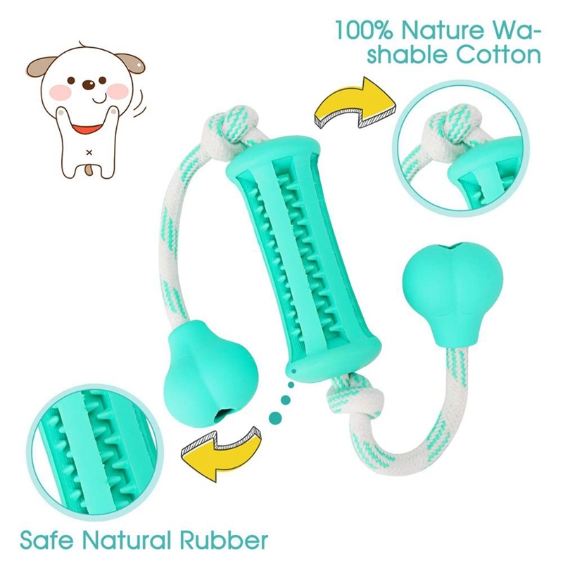 Dog Chewing Toys, Rubber Dog Toys Puppy Teething Toy, Pet Toy Ball with Cotton Rope & Rubber for Puppies and Small Dogs Cleaning