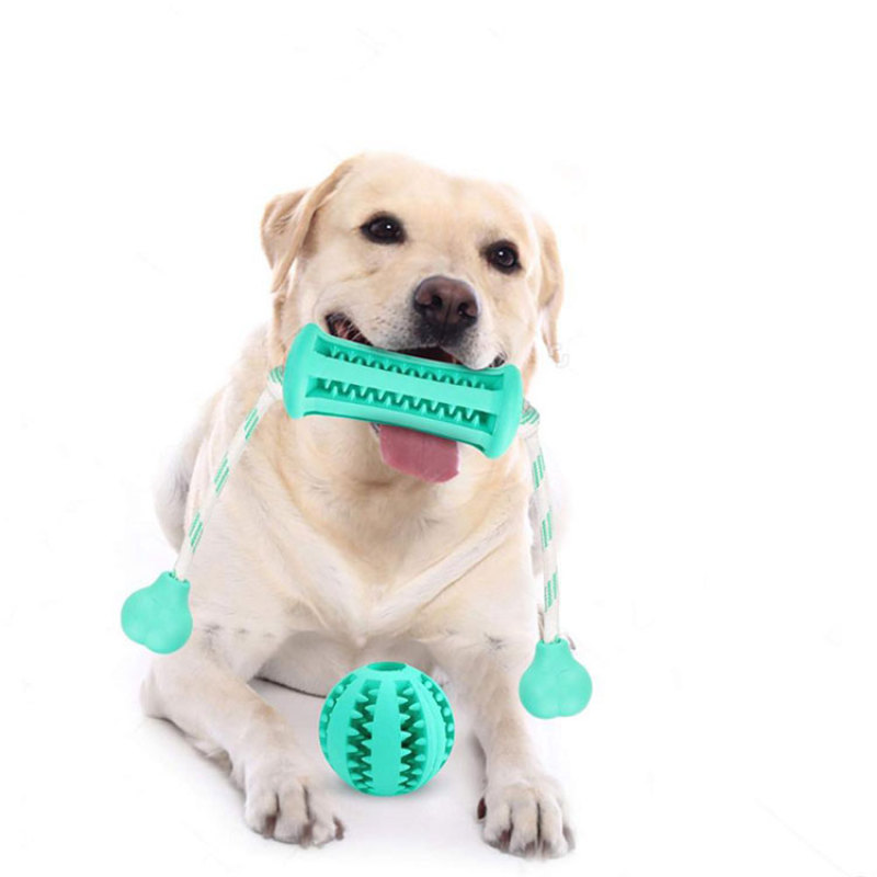 Dog Chewing Toys, Rubber Dog Toys Puppy Teething Toy, Pet Toy Ball with Cotton Rope & Rubber for Puppies and Small Dogs Cleaning