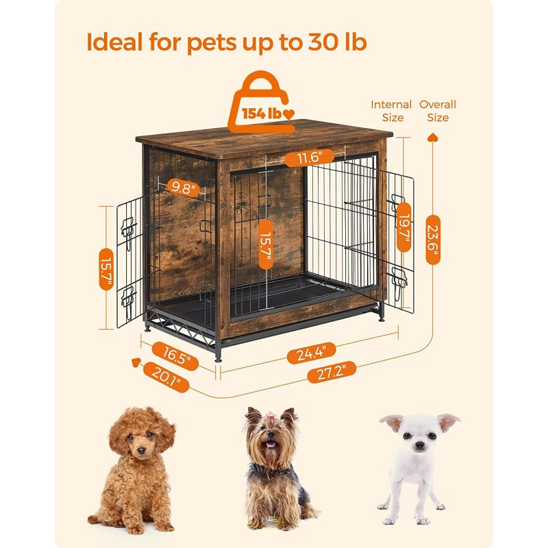 Dog Crate Furniture Side End Table Modern Kennel for Dogs Indoor