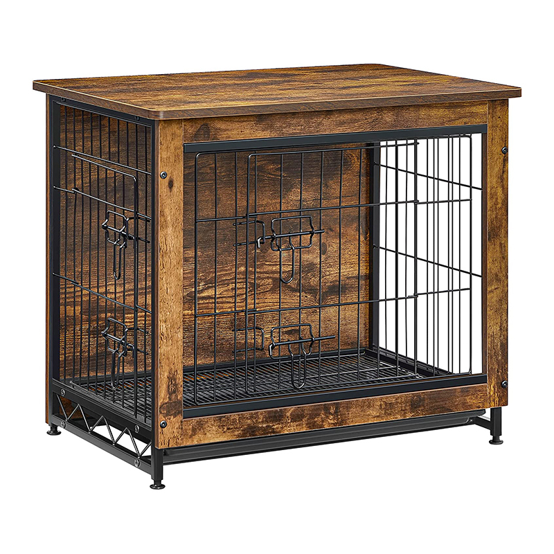 Furniture Corner Crate   Dog Kennel with Wood and Mesh pet house