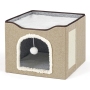 Cat Bed with Fluffy Ball Hanging and Scratch Pad