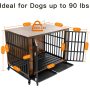 Cage Large Dogs Indoor  Wood Kennel Furniture with Lockable Wheels