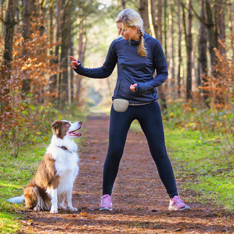 Silicone Dog Treat Pouches - Set of 2 - Doggie Treats Bags with Waist Clip - Dog Training & Walks Holder for Pet Snacks