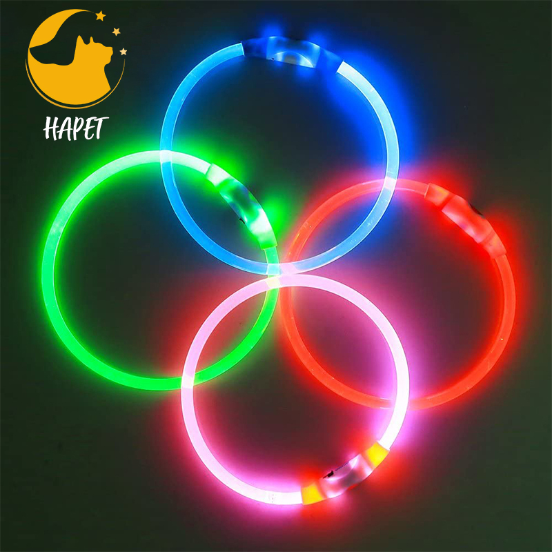 Adjustable Light up Dog Collars Rechargeable LED Dog Collar The Dark Lighted Pet Collars