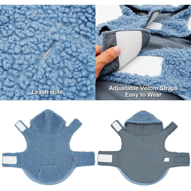 Dog Hoodie Sherpa Reversible Vest for Dogs Waterproof Windproof Cozy Warm Winter Clothes Cold Weather Coats Sweatshirt with Pock