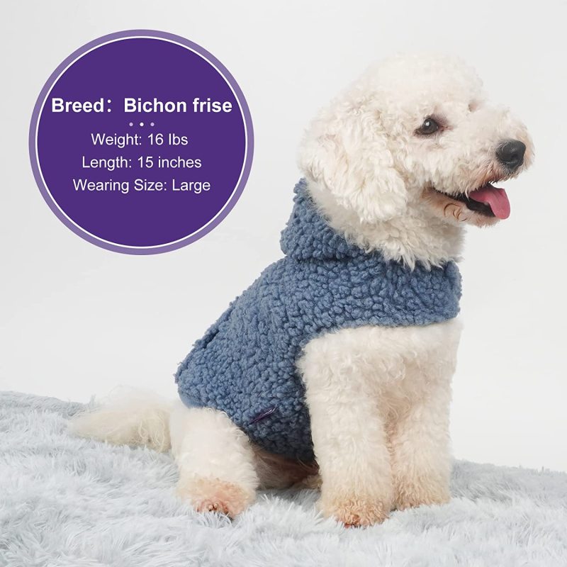 Dog Hoodie Sherpa Reversible Vest for Dogs Waterproof Windproof Cozy Warm Winter Clothes Cold Weather Coats Sweatshirt with Pock
