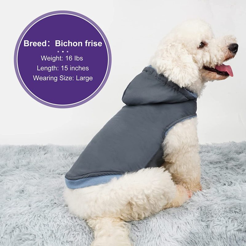 Dog Hoodie Sherpa Reversible Vest for Dogs Waterproof Windproof Cozy Warm Winter Clothes Cold Weather Coats Sweatshirt with Pock