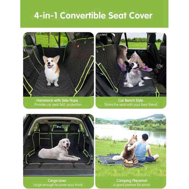 4-in-1 Dog Car Seat Cover 100% Waterproof Nonslip Pets Dog Back Seat Cover Protector for Cars Trucks SUVs
