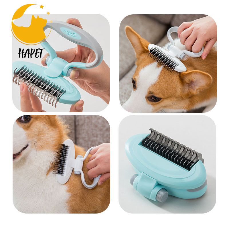 Dog Brush with Adjustable Ring Handle Dog Hair Brush Soothing Massage Comb