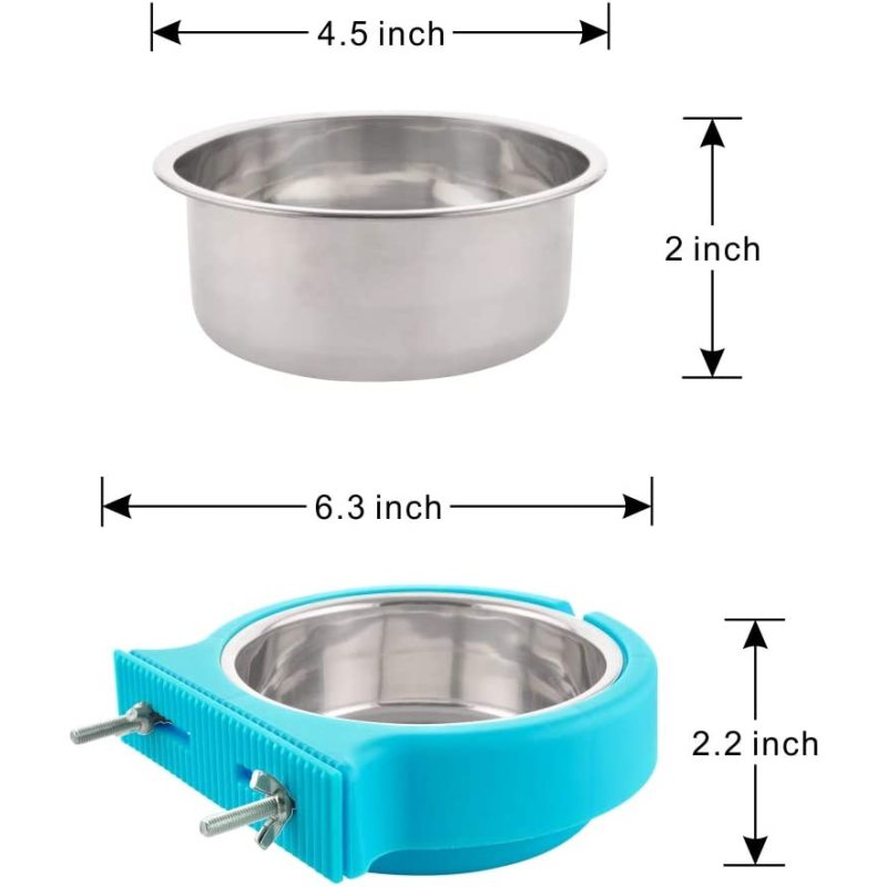 Removable Stainless Steel Feeder Bowls Cage for Cat Puppy
