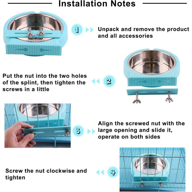 Removable Stainless Steel Feeder Bowls Cage for Cat Puppy