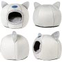 Self Warming Cat Dog Cushion Bed House Calming Removable Cave Tent Sleeping Bag Hooded Faux Fur Pet Bed Burrow Hut Pet Condo