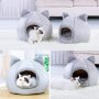 Self Warming Cat Dog Cushion Bed House Calming Removable Cave Tent Sleeping Bag Hooded Faux Fur Pet Bed Burrow Hut Pet Condo