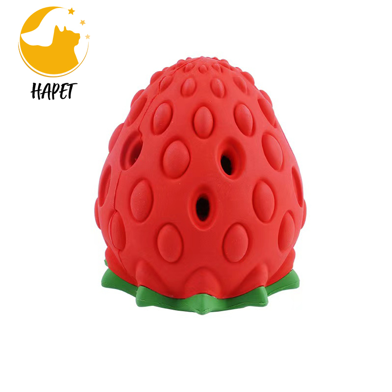 Dog Chew Rubber Strawberry Toys for Breed, Indestructible Tough Durable Toys for Aggressive Chewers, Puppy Teething Chew Teeth