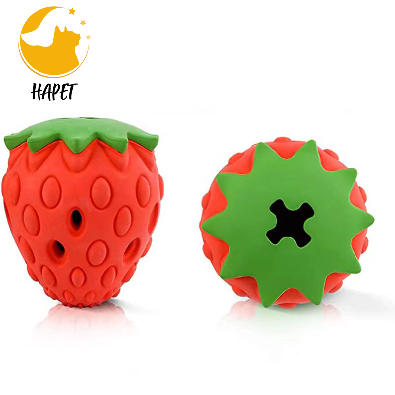 Dog Chew Rubber Strawberry Toys for Breed, Indestructible Tough Durable Toys for Aggressive Chewers, Puppy Teething Chew Teeth