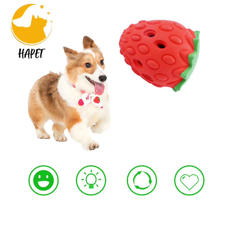Dog Chew Rubber Strawberry Toys for Breed, Indestructible Tough Durable Toys for Aggressive Chewers, Puppy Teething Chew Teeth