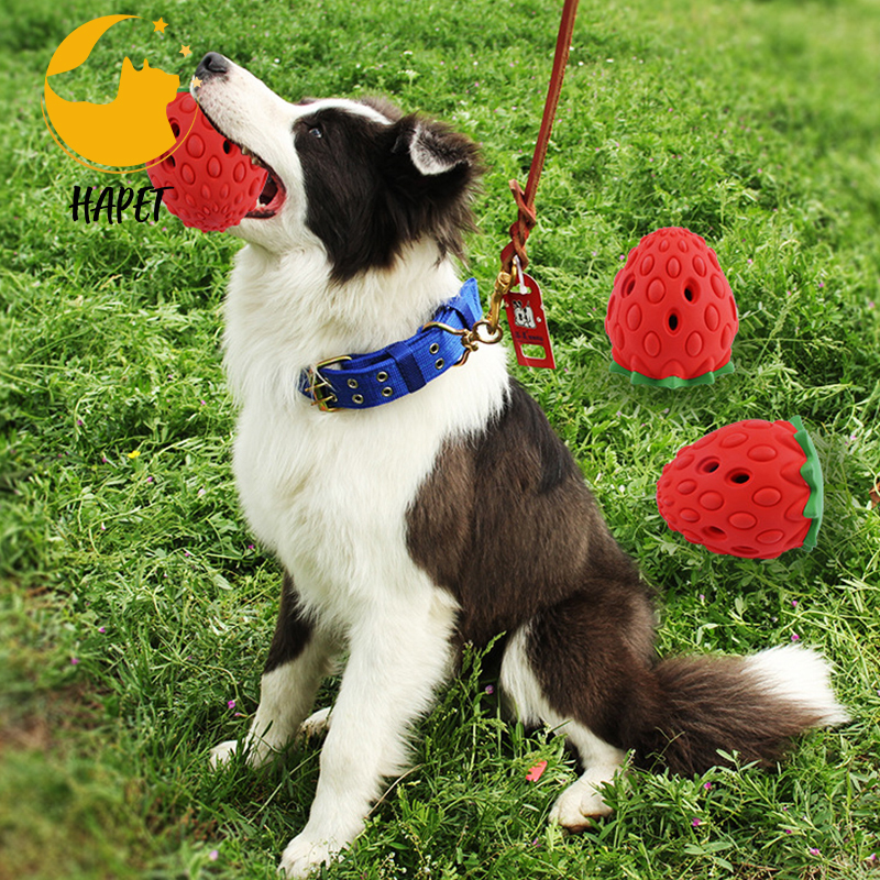 Dog Chew Rubber Strawberry Toys for Breed, Indestructible Tough Durable Toys for Aggressive Chewers, Puppy Teething Chew Teeth