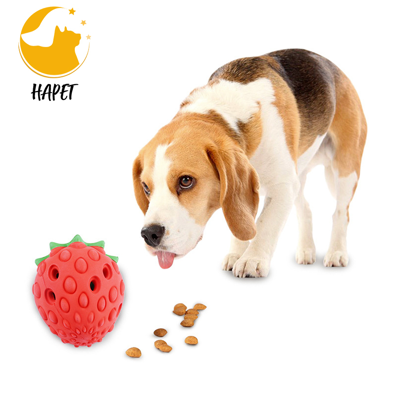 Dog Chew Rubber Strawberry Toys for Breed, Indestructible Tough Durable Toys for Aggressive Chewers, Puppy Teething Chew Teeth