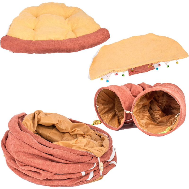Cushion and Hammock Cat Cave Tunnel Bed For Pet