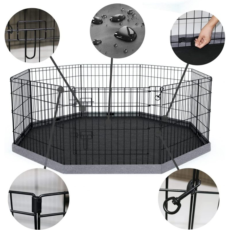 Pet Puppy Playpen Kennels Metal Dog Exercise Pen with Top Cover