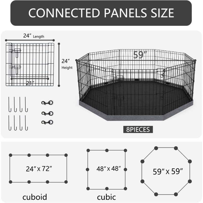 Pet Puppy Playpen Kennels Metal Dog Exercise Pen with Top Cover