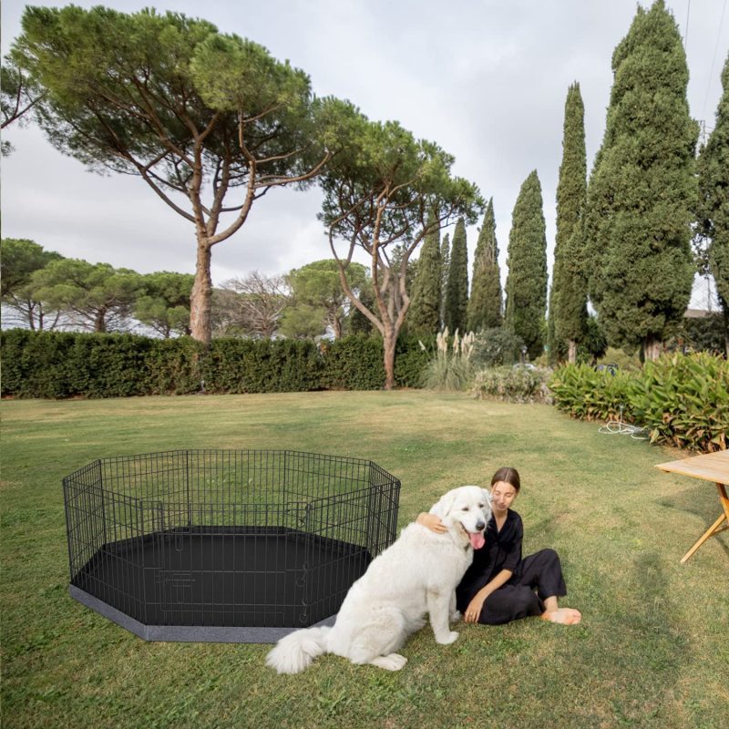 Pet Puppy Playpen Kennels Metal Dog Exercise Pen with Top Cover