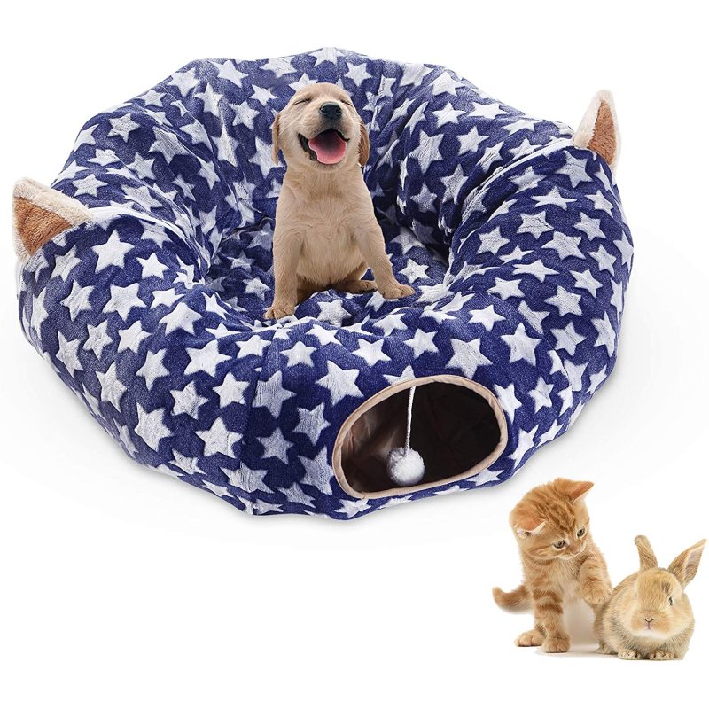 Playground Toys Plush Cat Tunnel Donut with Washable Cushion For Small Pets