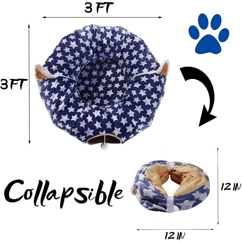 Playground Toys Plush Cat Tunnel Donut with Washable Cushion For Small Pets