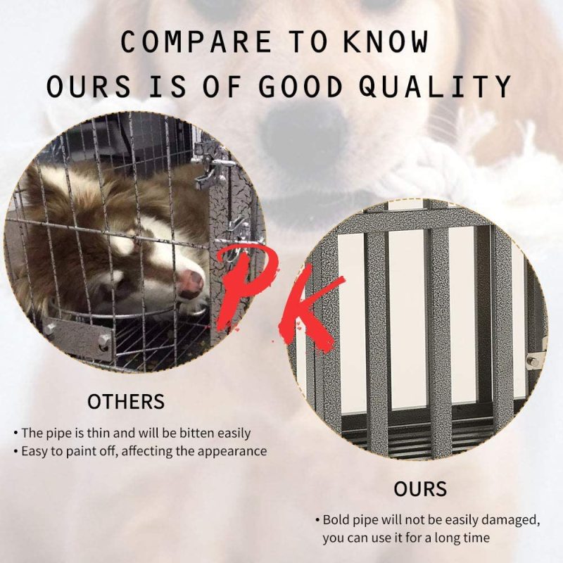 Heavy Duty Dog Crate Large Dog Cage Metal Dog Kennels and Crates for Large Dogs Indoor Outdoor with Double Doors, Locks, Lockabl