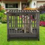 Heavy Duty Dog Crate Large Dog Cage Metal Dog Kennels and Crates for Large Dogs Indoor Outdoor with Double Doors, Locks, Lockabl