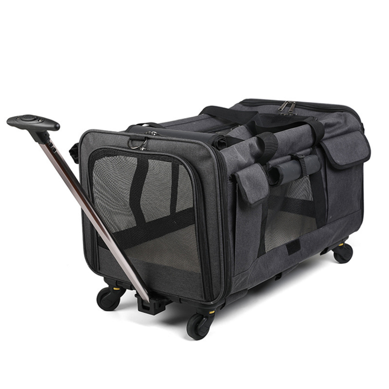 Foldable Pet Stroller Travel Carrier Bag Pet Carrier with Detachable Wheels  for Dogs  Medium Cats