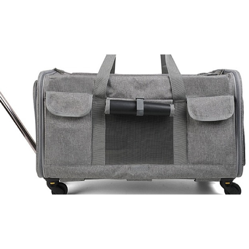 Foldable Pet Stroller Travel Carrier Bag Pet Carrier with Detachable Wheels  for Dogs  Medium Cats