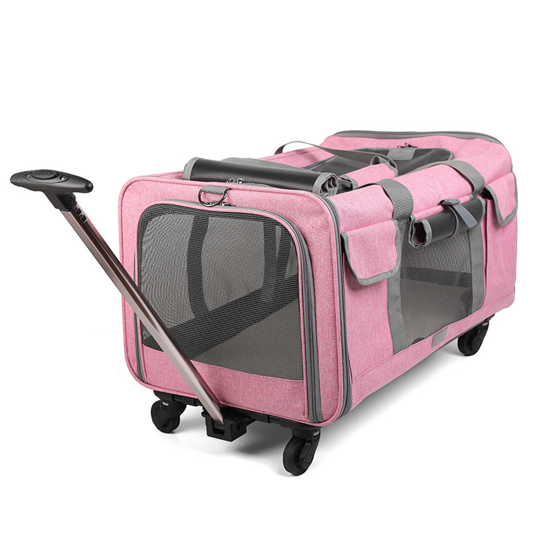 Foldable Pet Stroller Travel Carrier Bag Pet Carrier with Detachable Wheels  for Dogs  Medium Cats