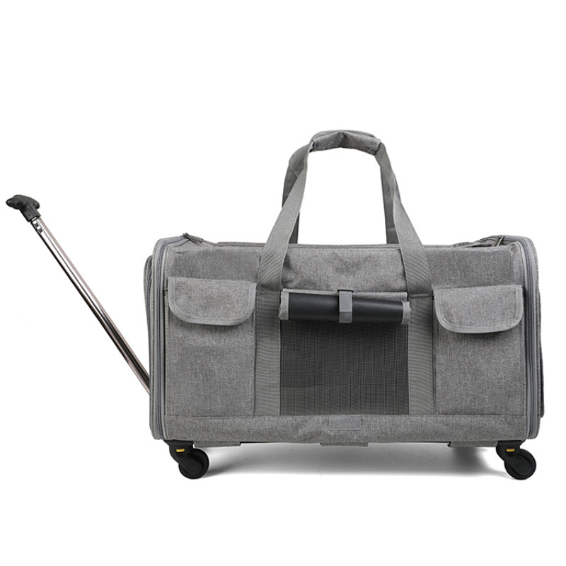 Foldable Pet Stroller Travel Carrier Bag Pet Carrier with Detachable Wheels  for Dogs  Medium Cats