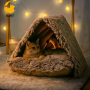 Warming Kitten Bed Winter Cat Cave Cozy Burrow Soft Plush Cat Dome Triangle Nest for Indoor Cats