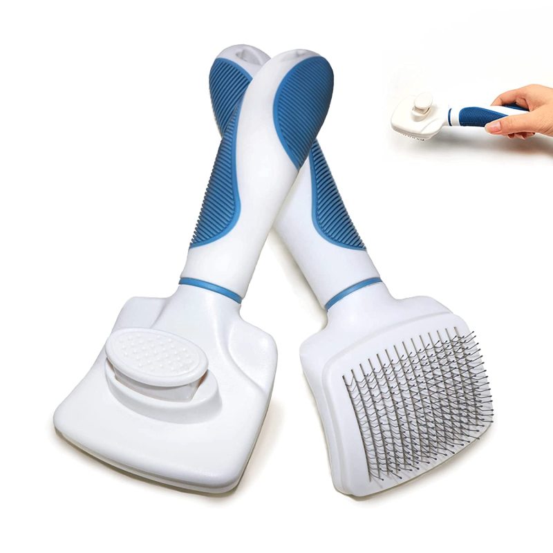 Self Cleaning Slicker Brush Cat and Dog Brush for Safe Shedding and Grooming