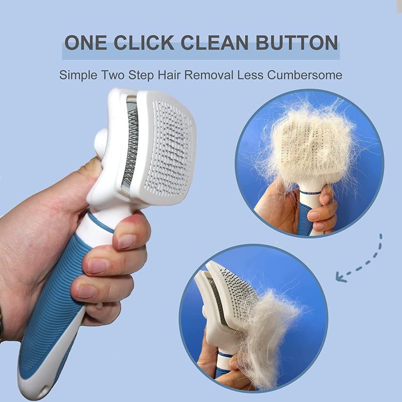 Self Cleaning Slicker Brush Cat and Dog Brush for Safe Shedding and Grooming