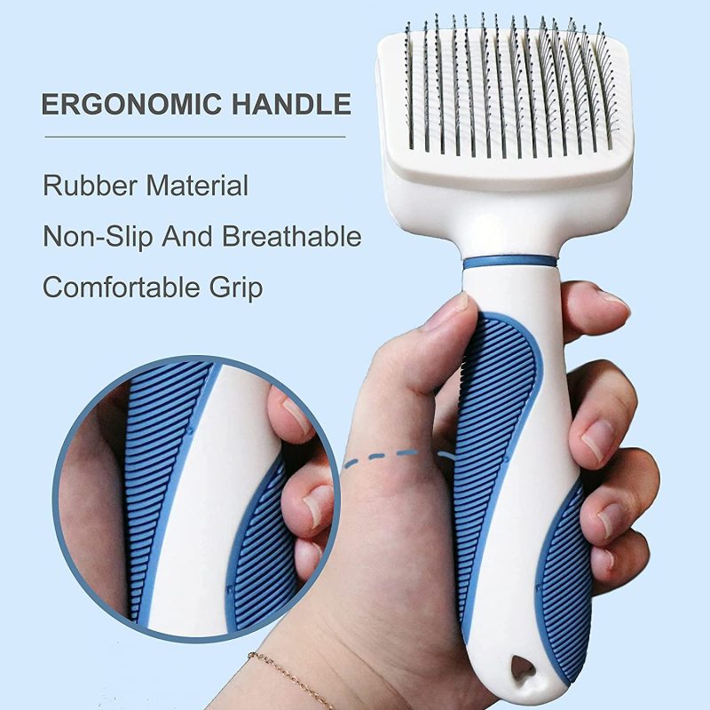 Self Cleaning Slicker Brush Cat and Dog Brush for Safe Shedding and Grooming