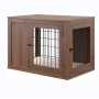 Double Doors Wooden Wire Pet Kennel Dog Crate End Table with Cushion