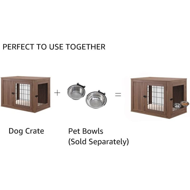 Double Doors Wooden Wire Pet Kennel Dog Crate End Table with Cushion