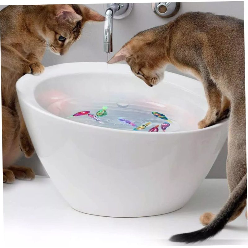 Swimming Robot Fish Toy for Cat and Dog with LED Light, Interactive Cat Dog Toys 4PCS Random Color