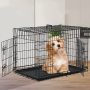 Double-Door Divider Removable Folding Dog Crate for Large Dogs